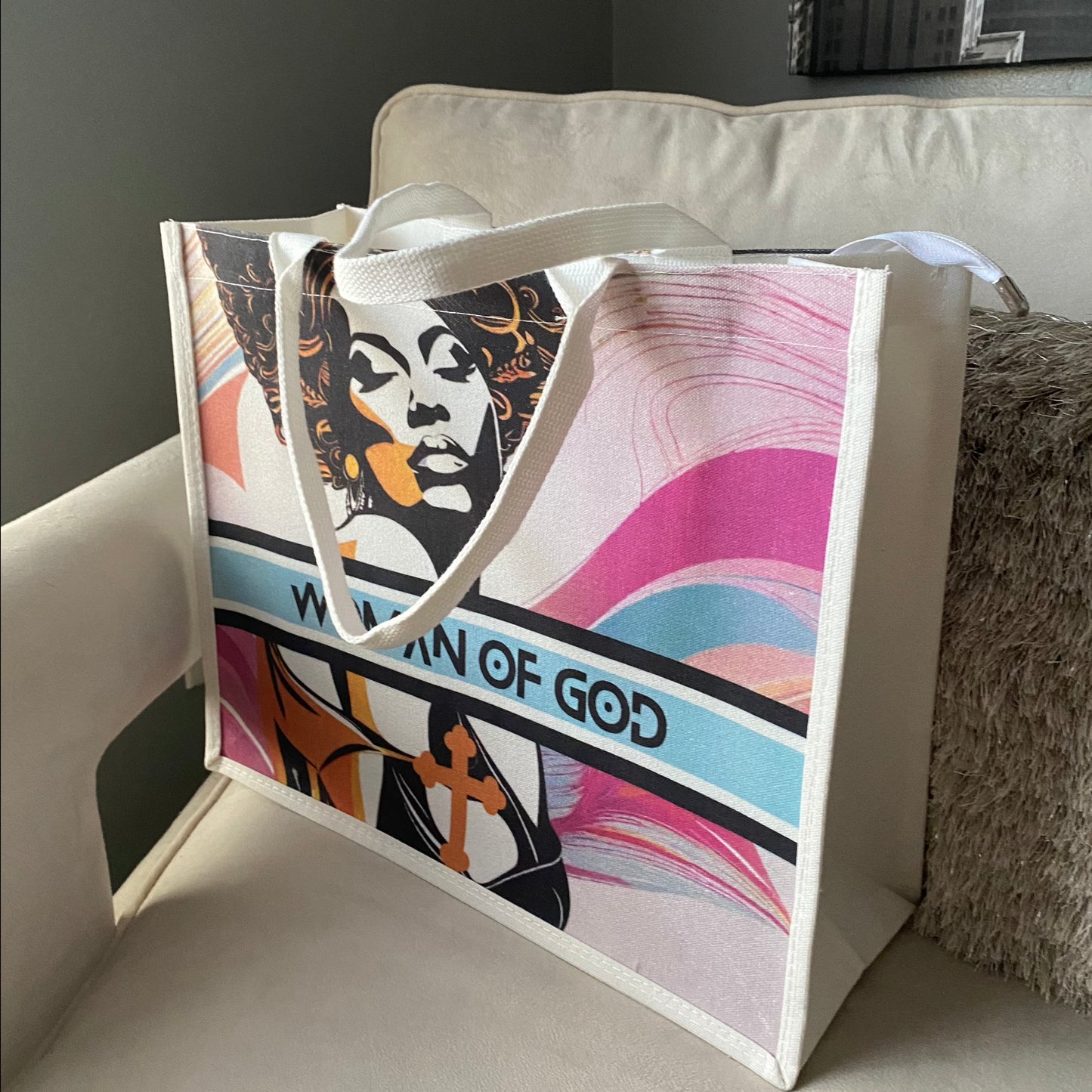 Woman of God Canvas Tote Bag - New Godis Hair