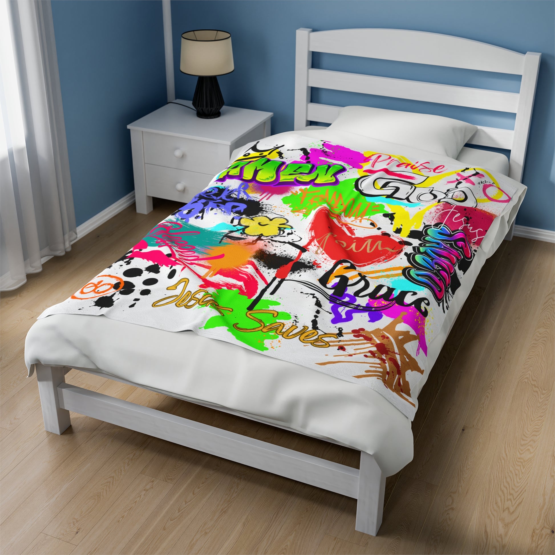 Graffiti Velveteen Plush Throw Blanket - New Godis Hair