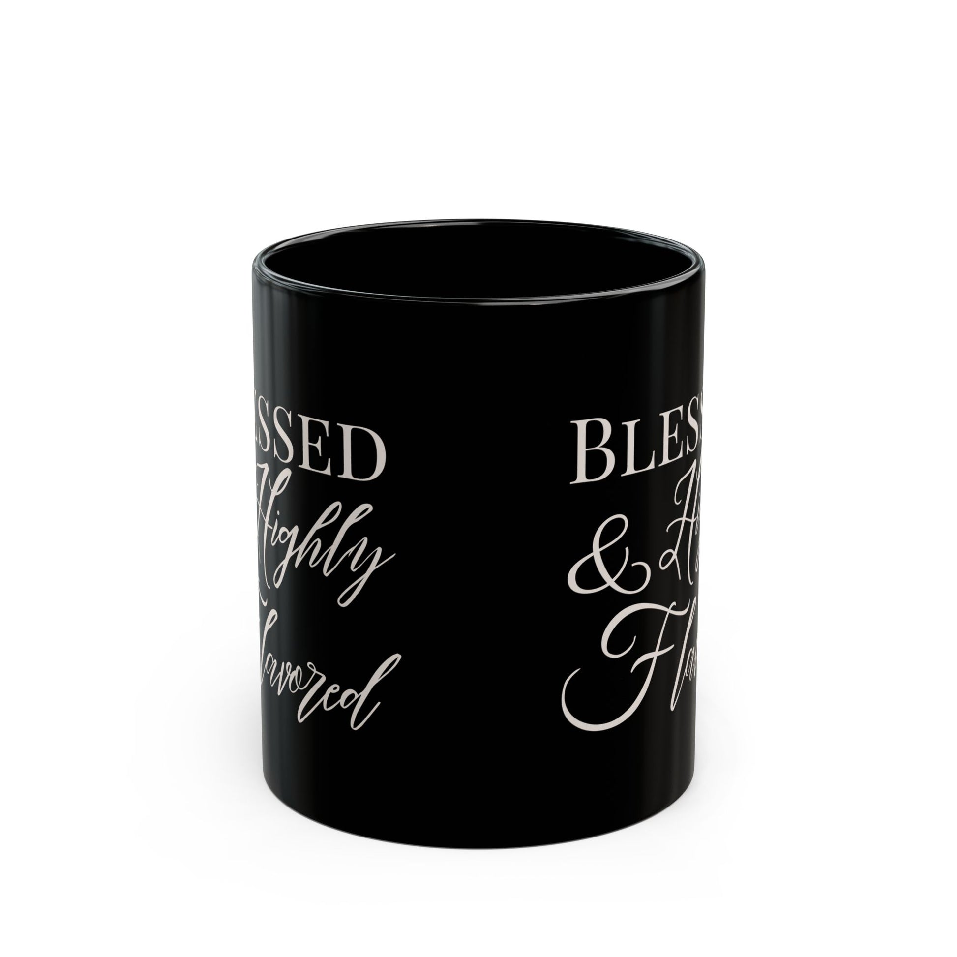 BLESSED & Highly Flavored Black Mug (11oz) - New Godis Hair