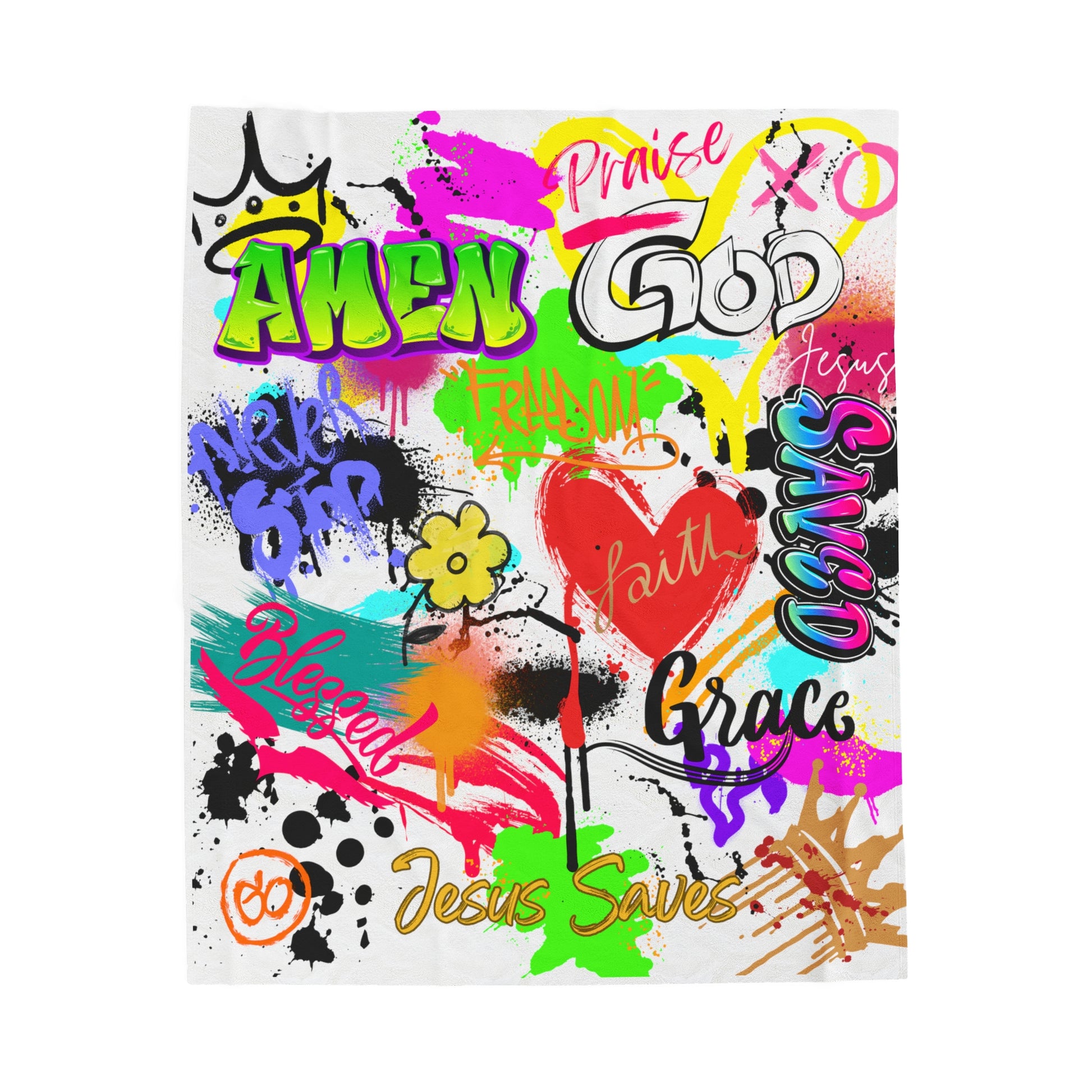 Graffiti Velveteen Plush Throw Blanket - New Godis Hair