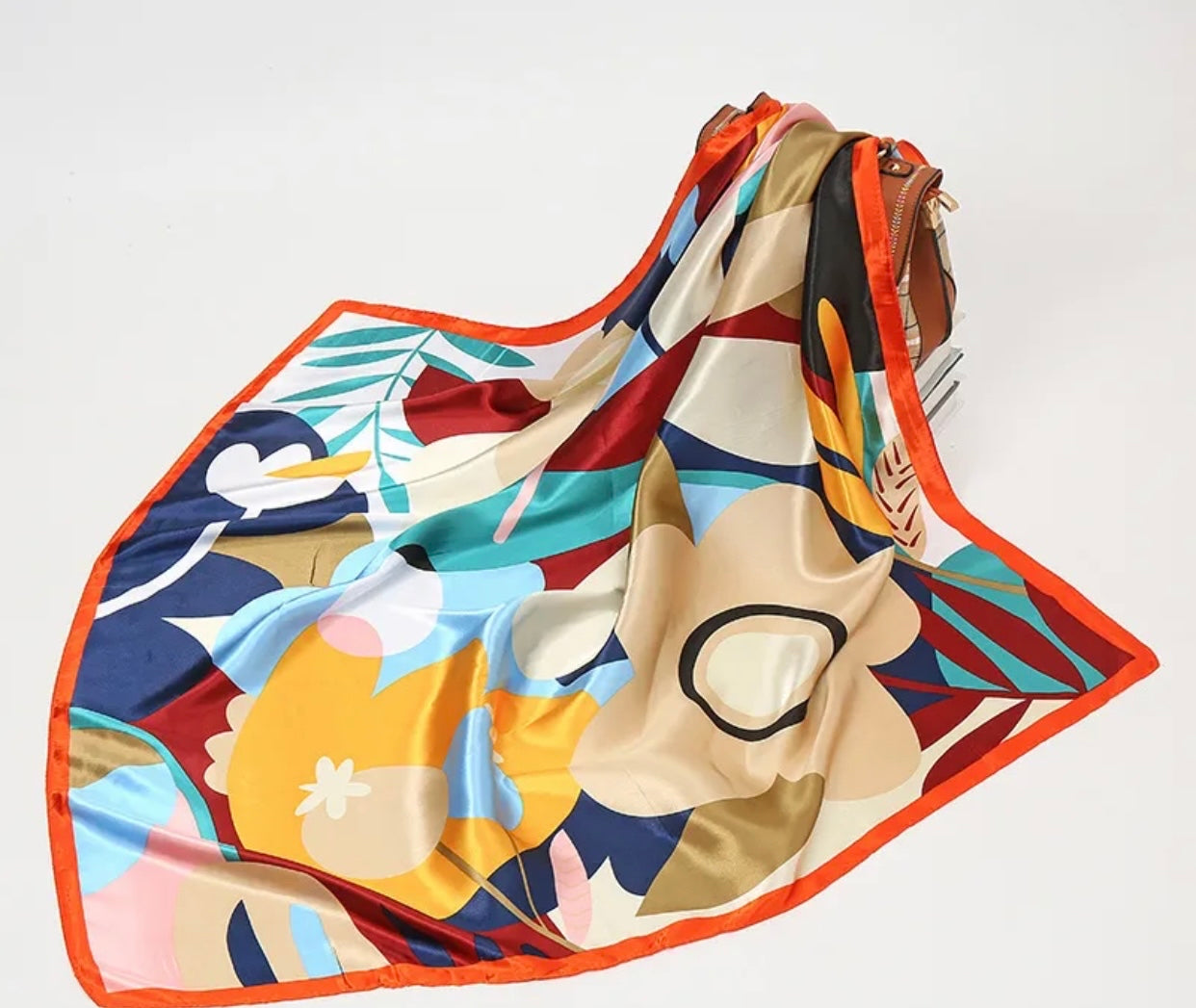 Vibrant Floral Graphic Satin Scarf - New Godis Hair