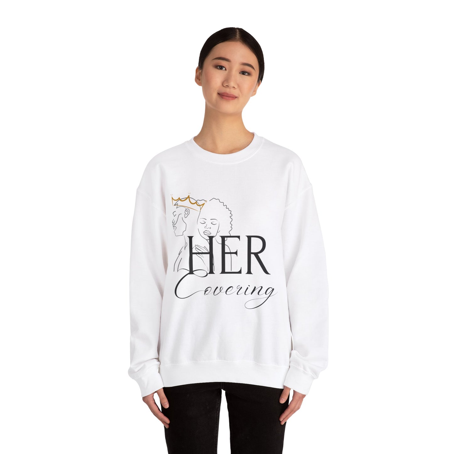 HER Covering HIS Peace Unisex Heavy Blend™ Crewneck Sweatshirt - New Godis Hair