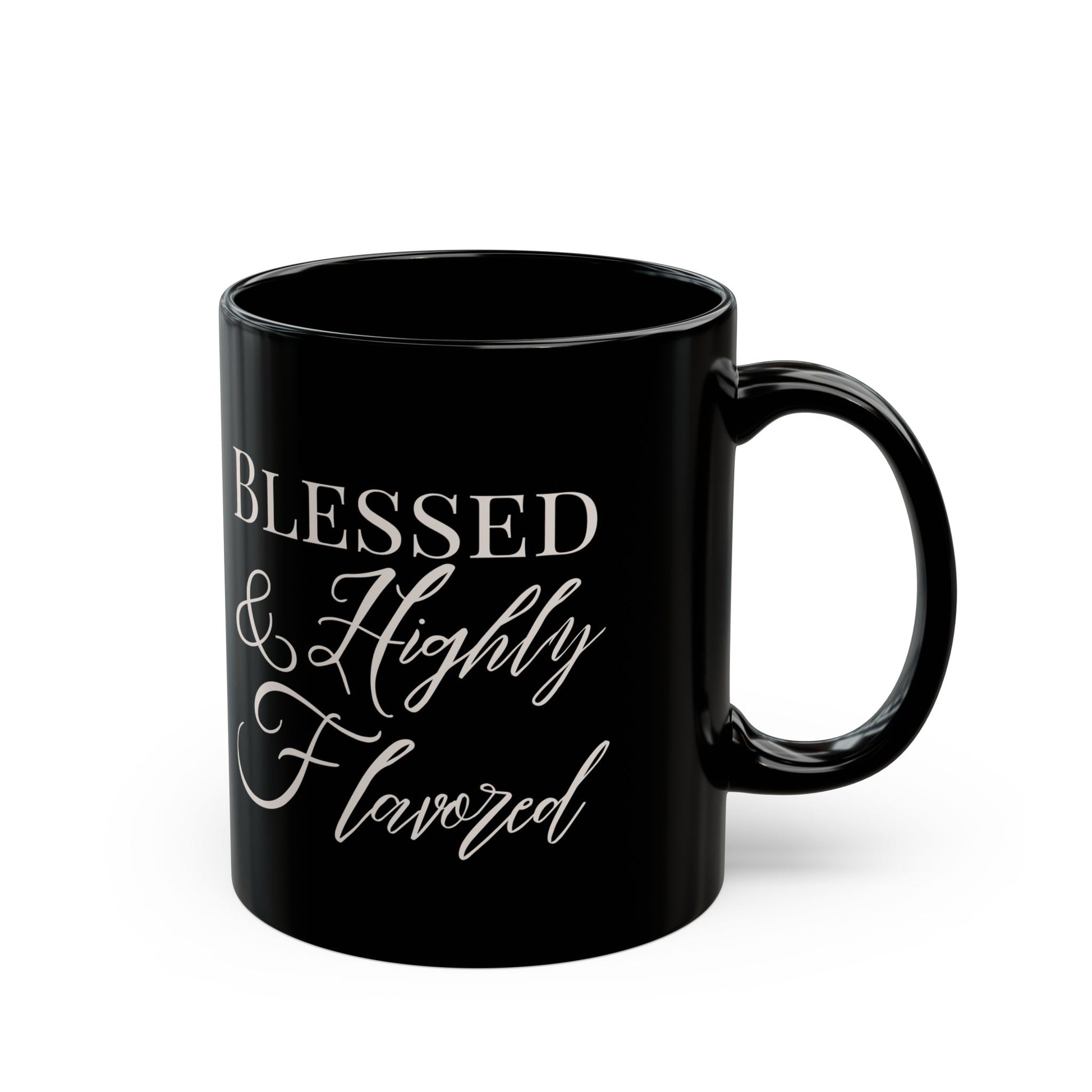 BLESSED & Highly Flavored Black Mug (11oz) - New Godis Hair