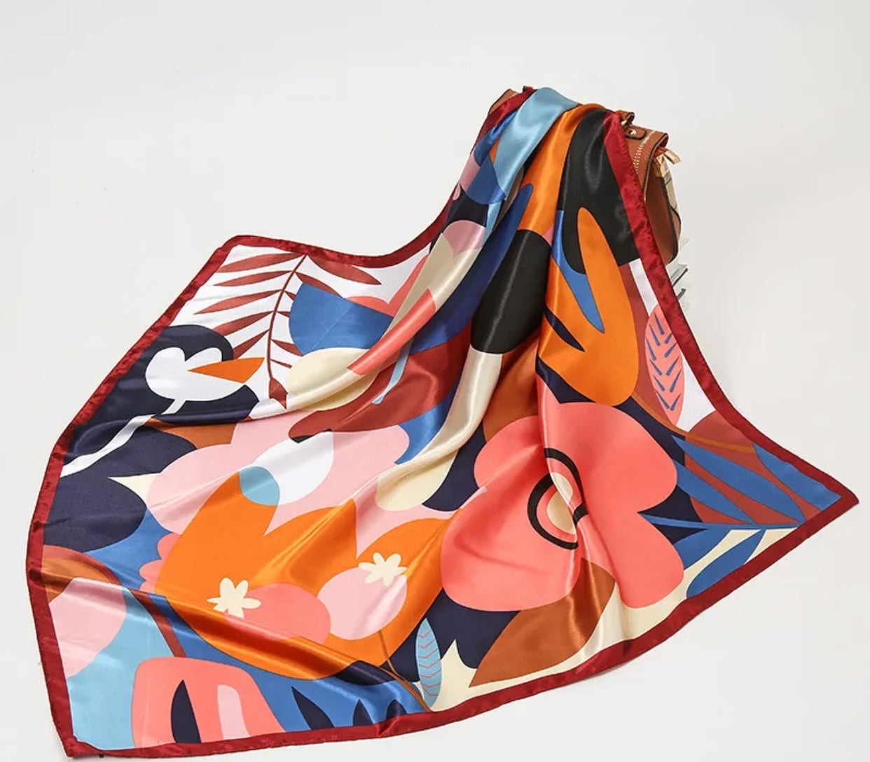 Vibrant Floral Graphic Satin Scarf - New Godis Hair