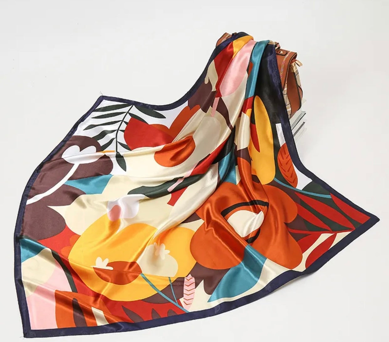 Vibrant Floral Graphic Satin Scarf - New Godis Hair