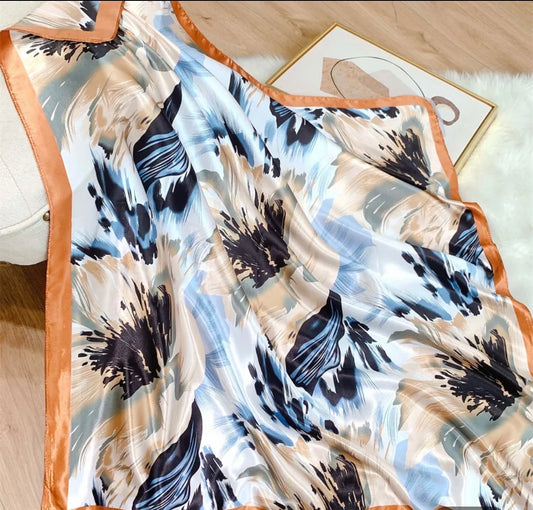 Lily Floral Graphic Satin Scarf - New Godis Hair