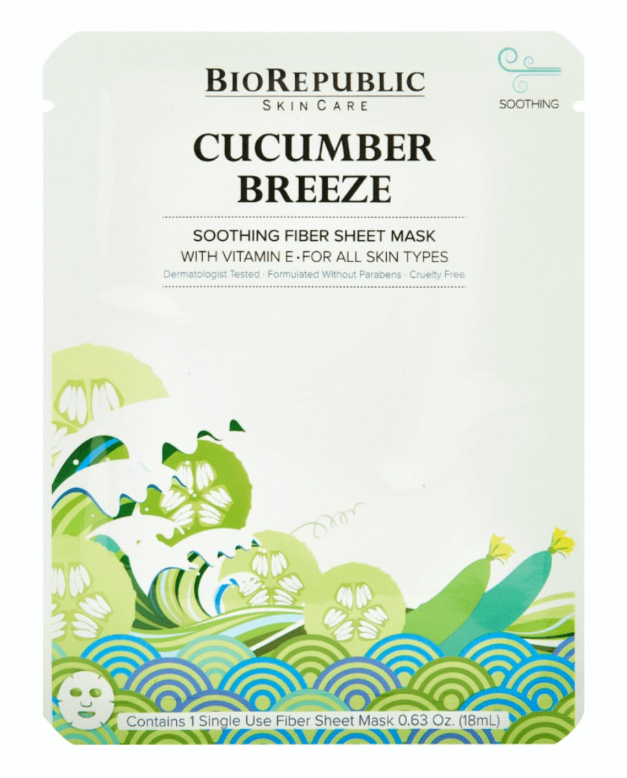Cucumber Breeze Soothing Fiber Face Sheet Mask, 10ct Box - New Godis Hair