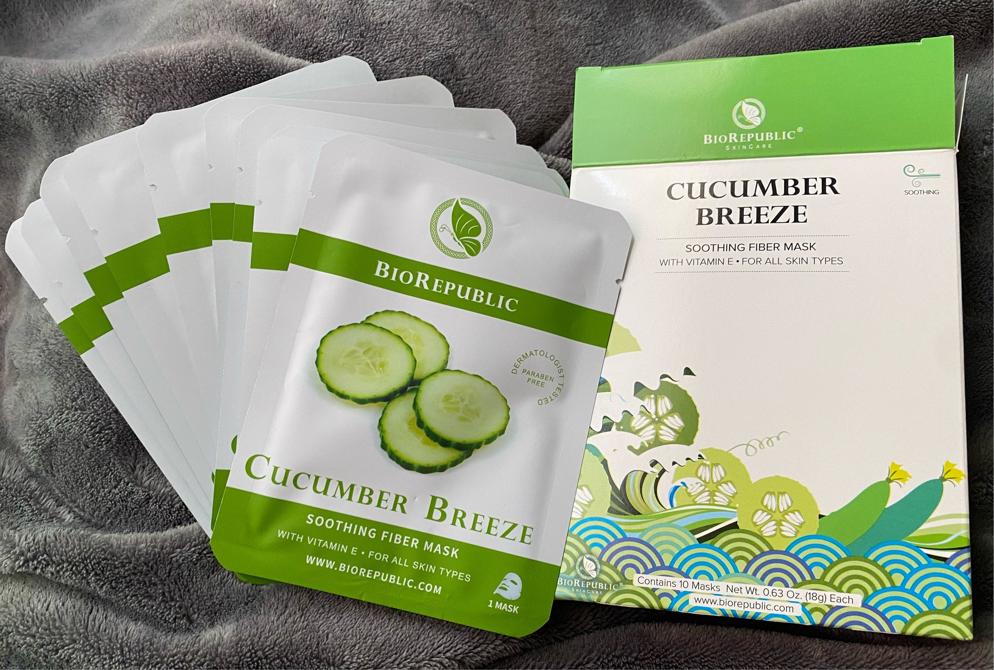 Cucumber Breeze Soothing Fiber Face Sheet Mask, 10ct Box - New Godis Hair