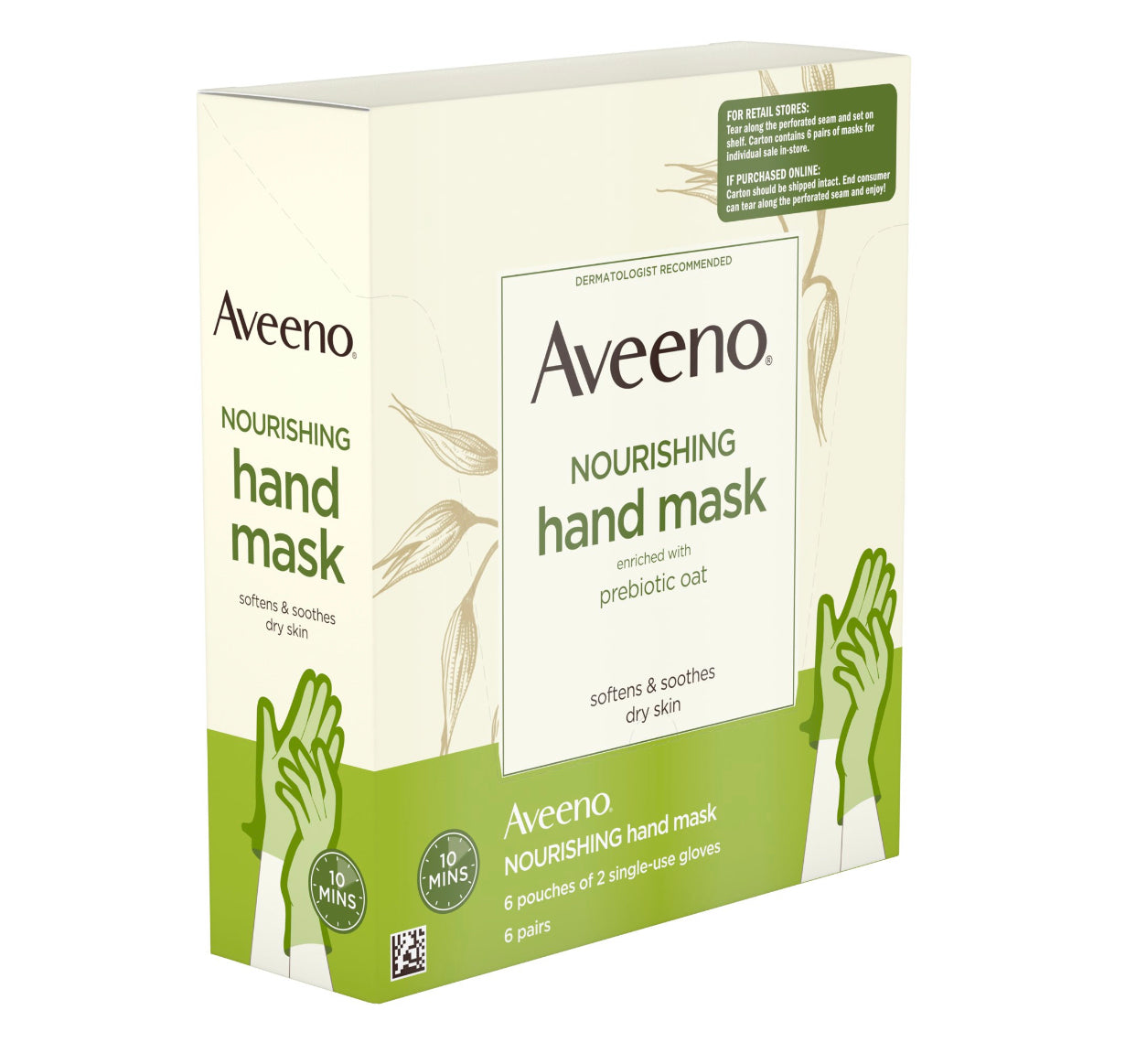 Aveeno Moisturizing Hand Therapy Mask with Oat, 6 Pairs of Gloves - New Godis Hair