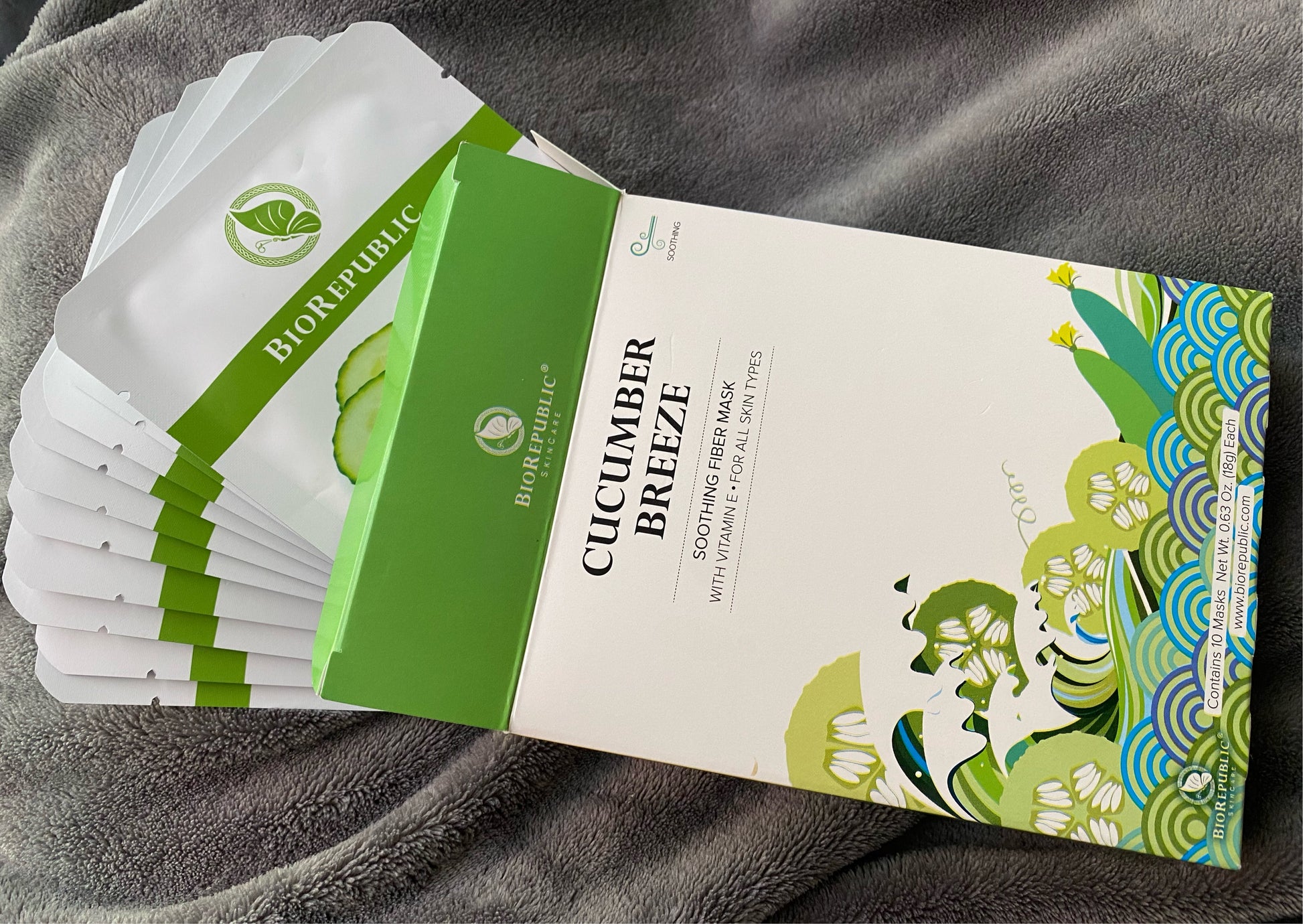Cucumber Breeze Soothing Fiber Face Sheet Mask, 10ct Box - New Godis Hair