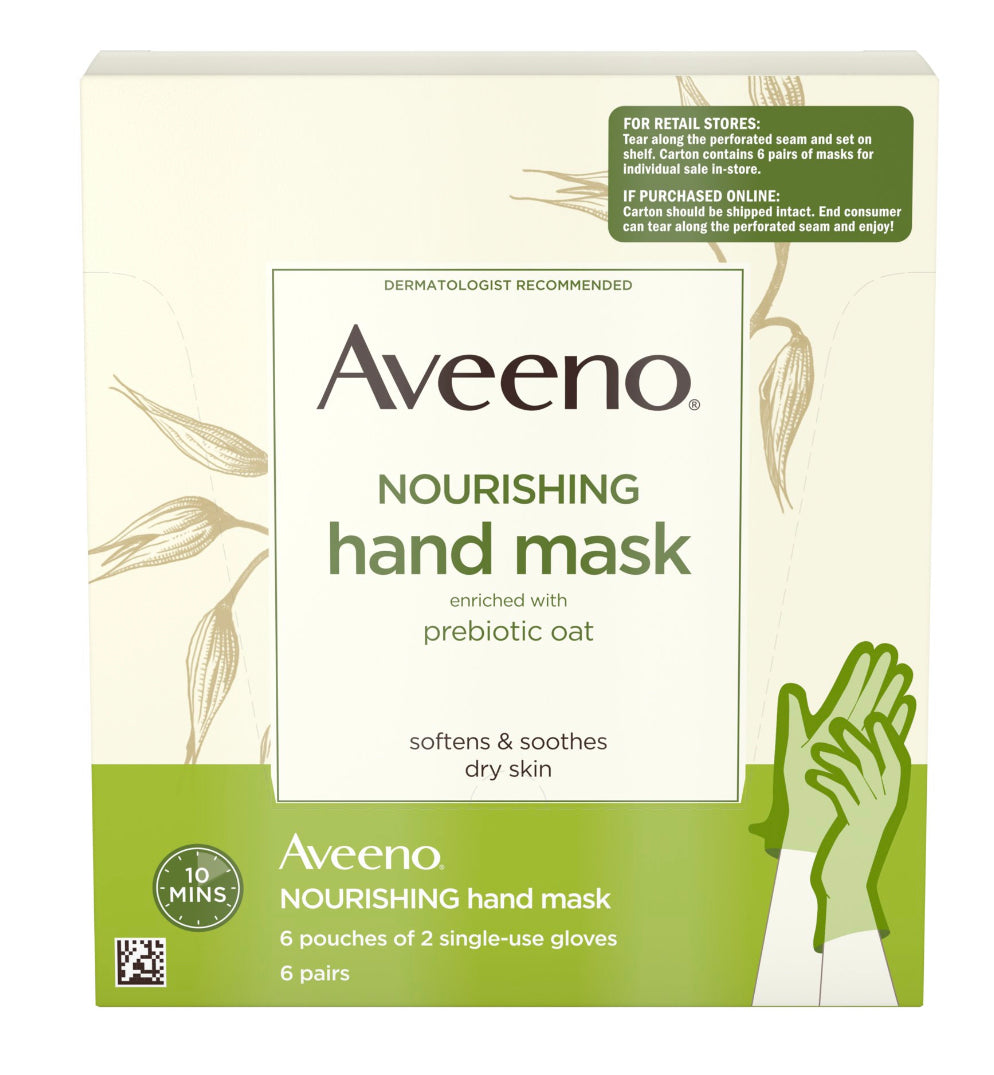 Aveeno Moisturizing Hand Therapy Mask with Oat, 6 Pairs of Gloves - New Godis Hair